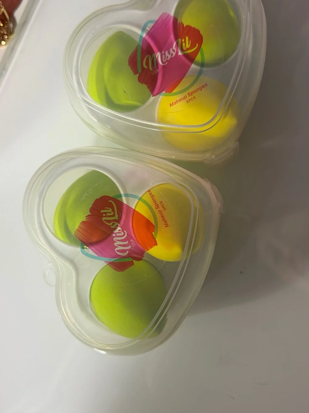 Miss Lil Yellow & Green Heart Sponge Duo — Soft Makeup Blenders